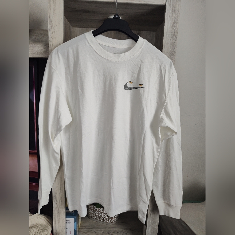 Nike Basketball Safari Long Sleeve T-Shirt White Men's SZ M Loose Fit
